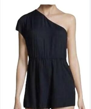 Alice + Olivia India Brisa Navy Blue Draped One Shoulder Romper NWT Size 8